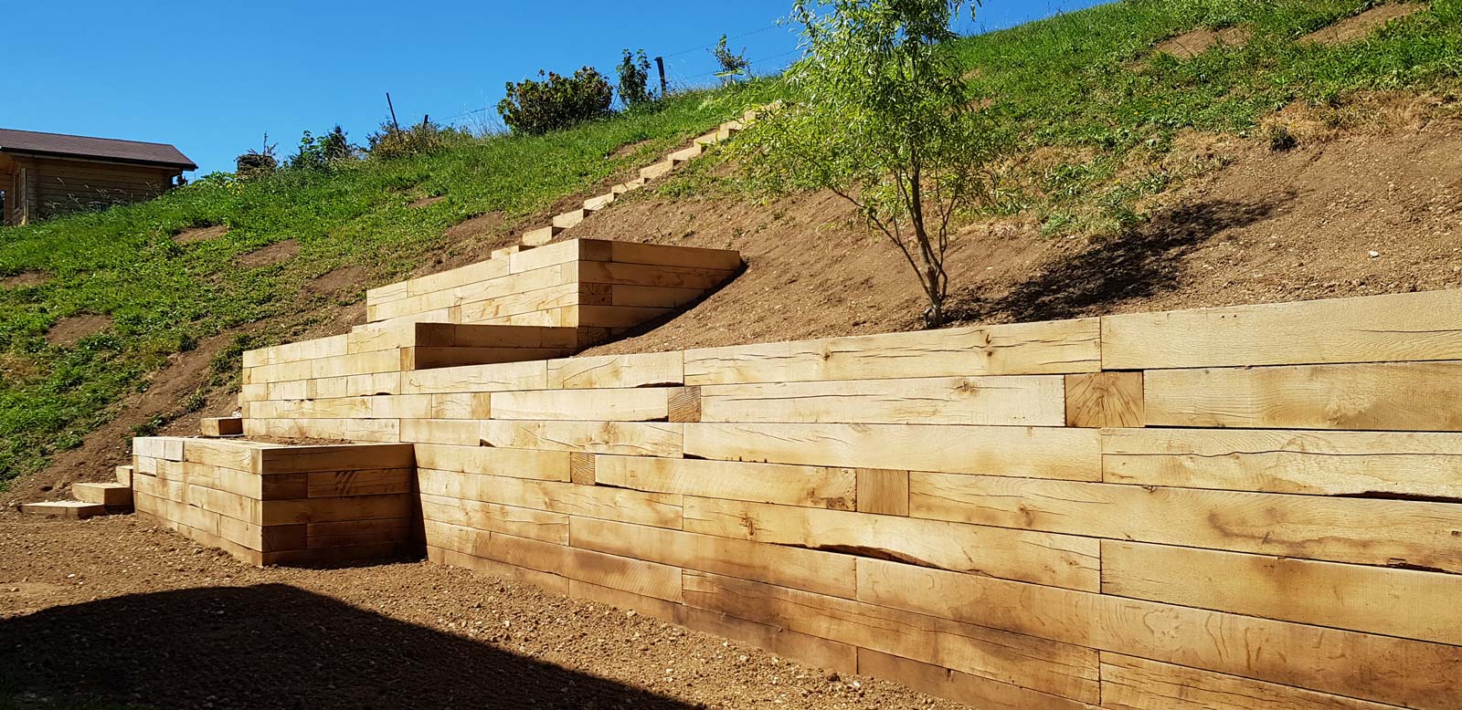 Mur de soutènement en chêne de la région - 01